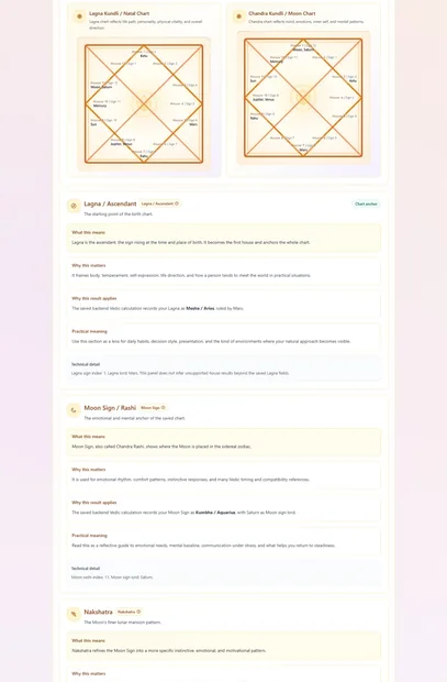 Detailed Kundli chart view
