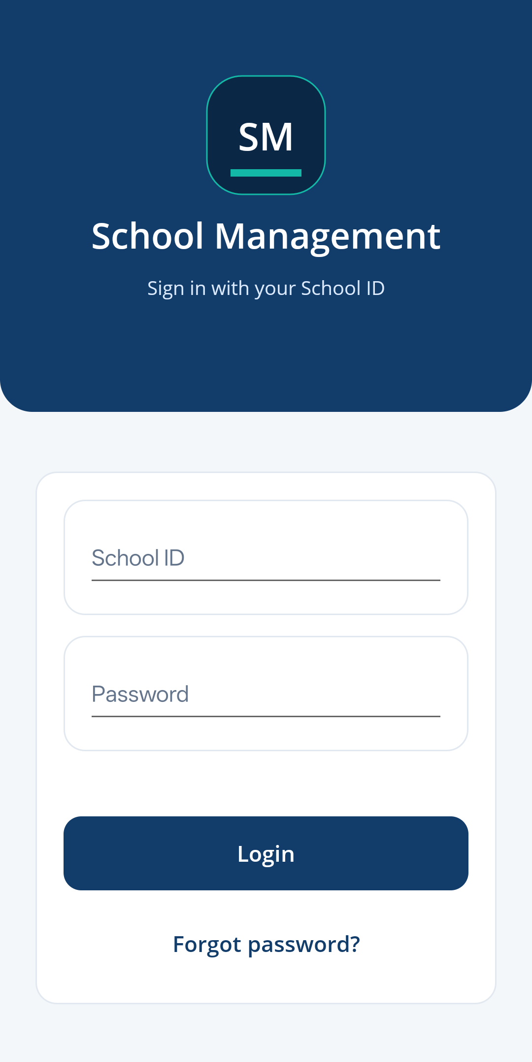 Login screen