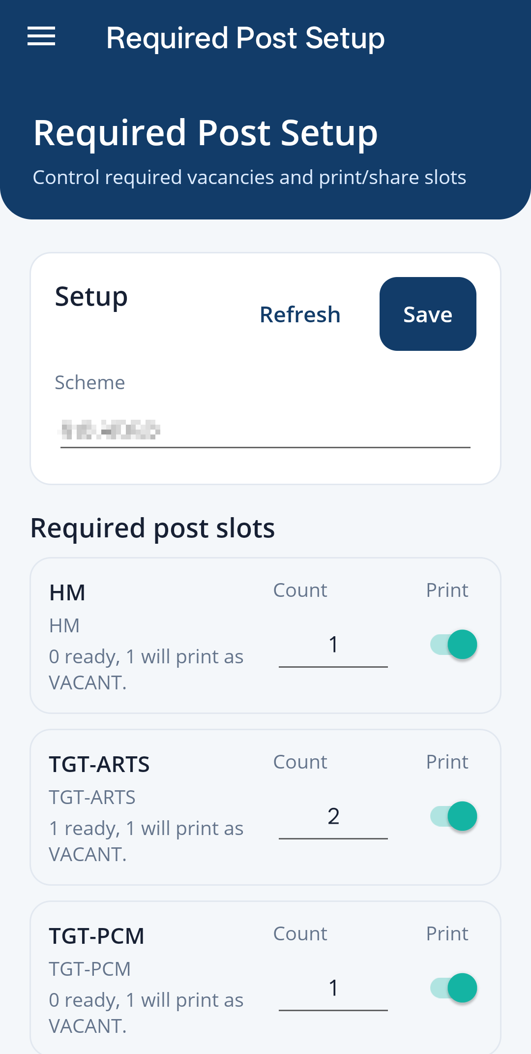 Required posts page